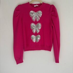 Pink Sequin Bow Sweater